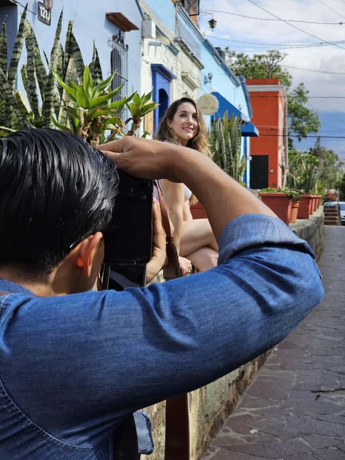 Oaxaca: Photo Shoot by a Global Travel Content Creator - Meeting on a colorful street and getting warmed up