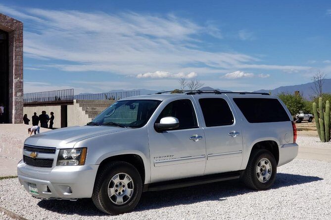 "Private Car and Driver - Passenger insurance -Master Artist's Studios -Weavers- - Picking the Right Route: Weavers and Mezcal, Wood Carving and Black Pottery, or Monte Albán + Art Stops